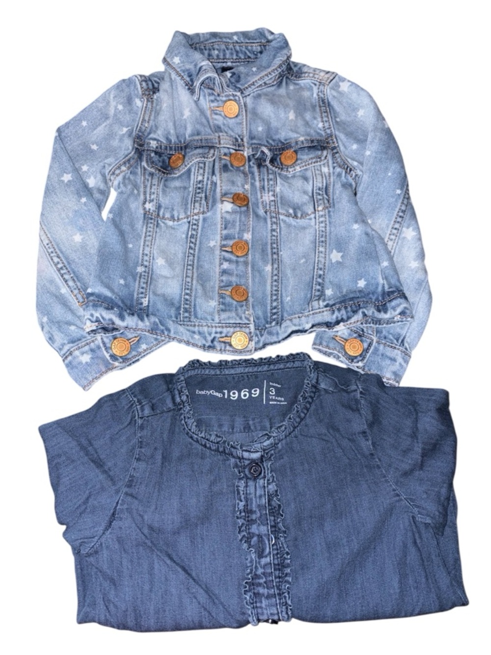 Gap Kids Girls Toddler 3T Star Print Denim Jean Jacket And long sleeve top